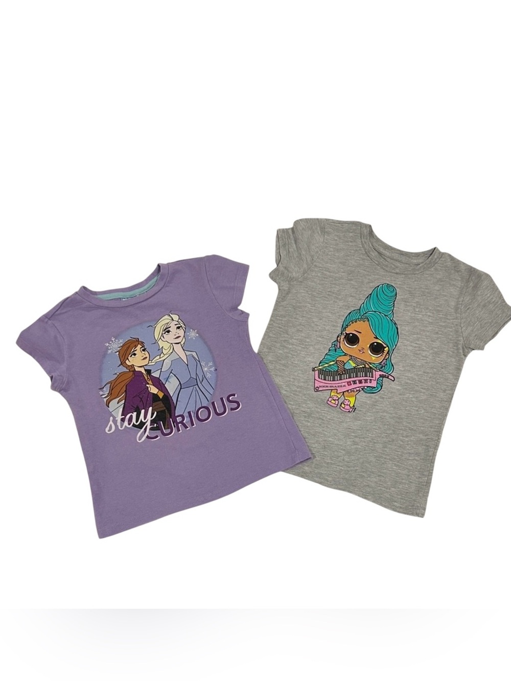 Disney Frozen & LOL Surprise Short Sleeve Tees - Purple & Gray
